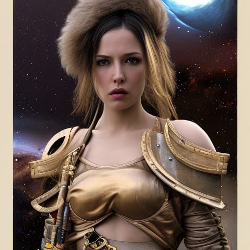 Pretty Space Pirate Warrior in Hyperrealistic Style