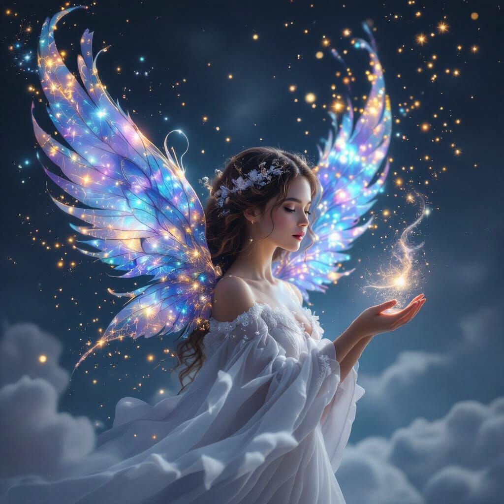 Cosmic Wings Made of Clouds and Nebulae