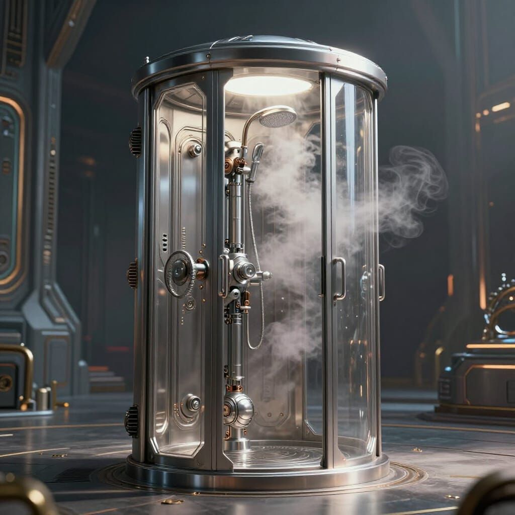 Futuristic Sci-Fi Shower with Steam