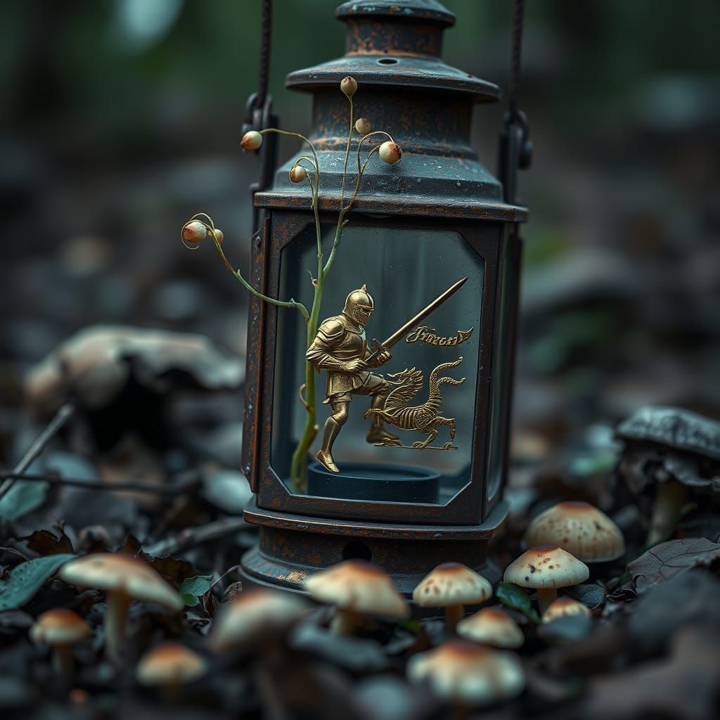 Life and Decay: Sprouts in a Rusted Lantern
