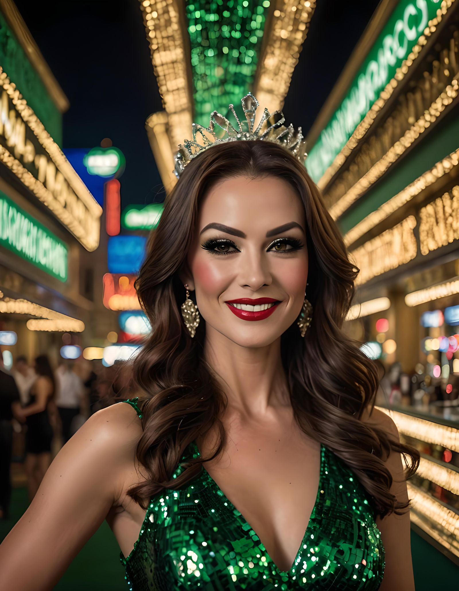 Las Vegas Showgirl Portrait, 1970s Photorealistic Style