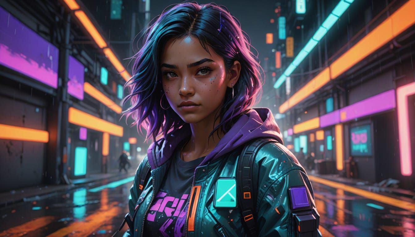 South-Asian Girl Breakdancing with Digital Glitches