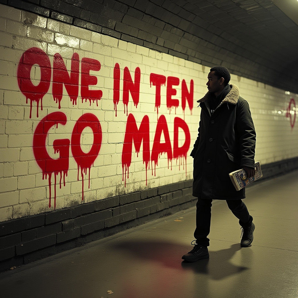 London Underground Scene in Gritty Black and White