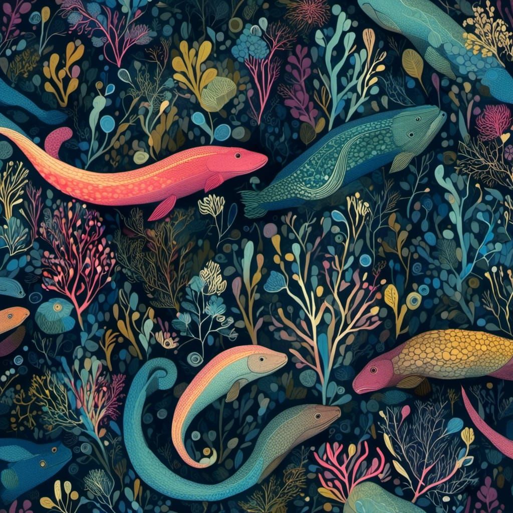 Colorful Moray Eel in Dark Water