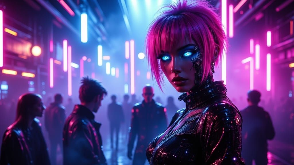 Cyberpunk Dancer's Mesmerizing Neon Performance