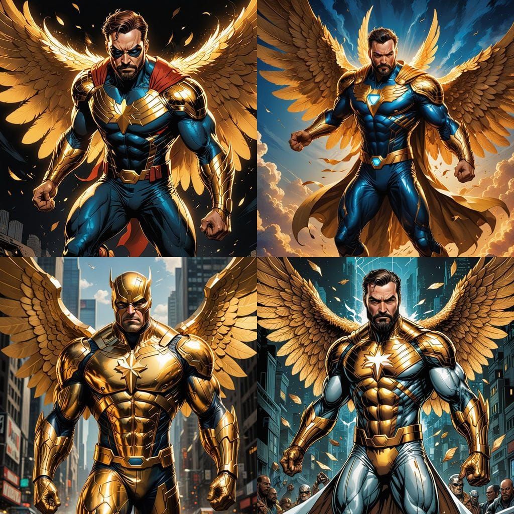 Heroic Angelic Marvel in Comic Book Style