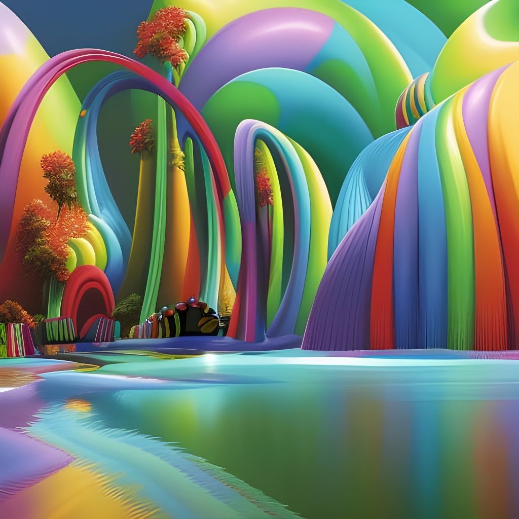 Rainbow Wonderland: Comic Book Style Digital Art