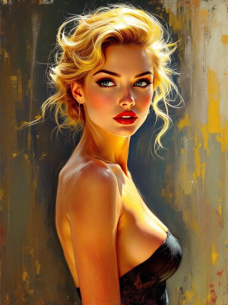 1950s Pin-Up in Abstract Expressionist Style