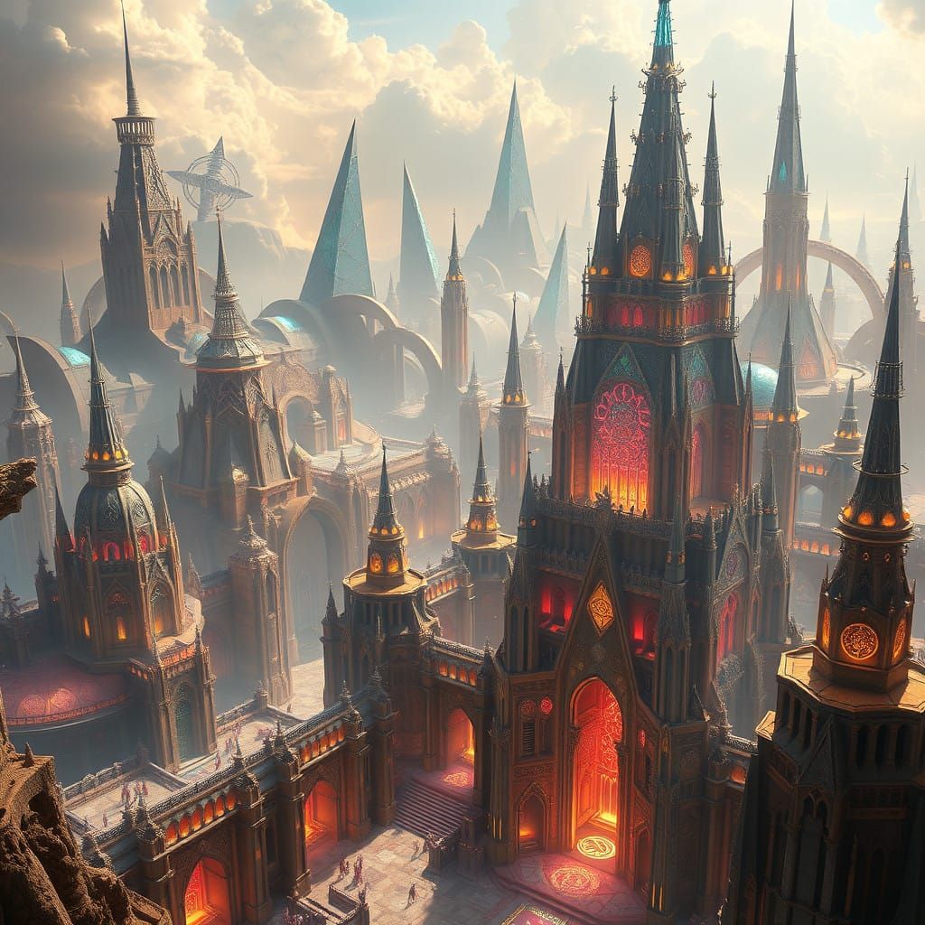 Ethereal Metropolis in Divine Splendor, Inspired by Sacred G...