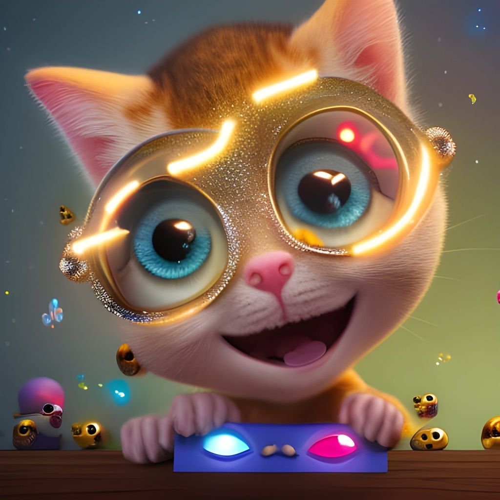 Pixar Style Cute Cat with Sign