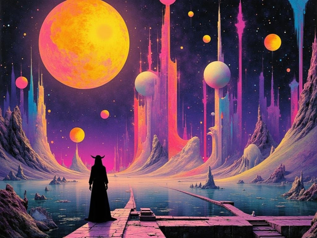 Mystical Utopian Realm with Demonic Beings