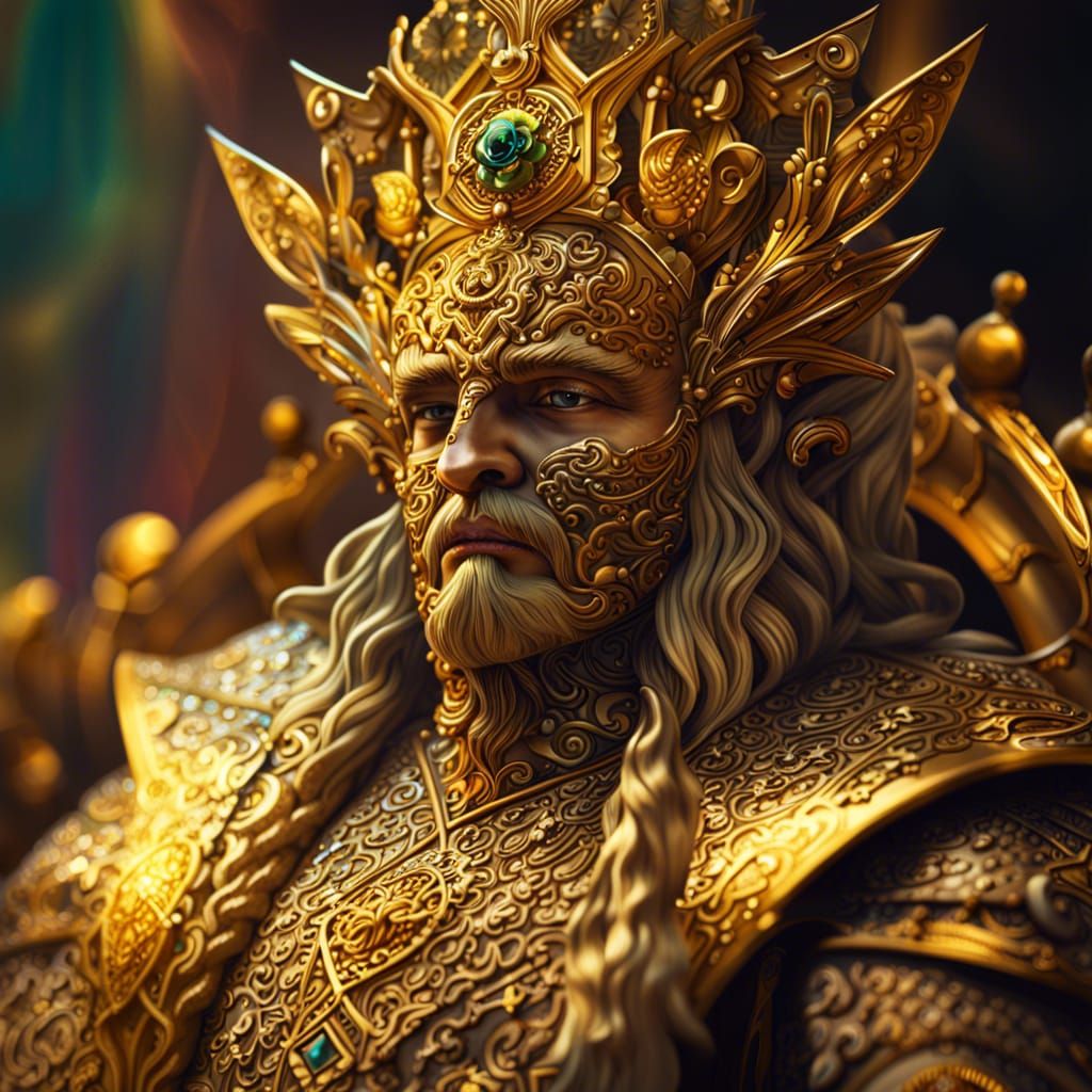 King Midas's Golden Castle: Hyperrealistic Splash Art