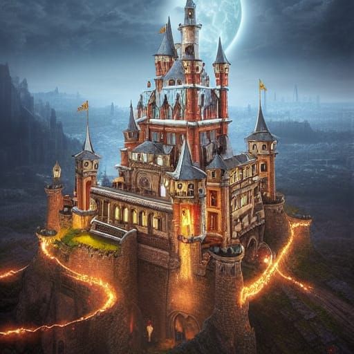 Epic Wizard Castle Digital Matte Painting