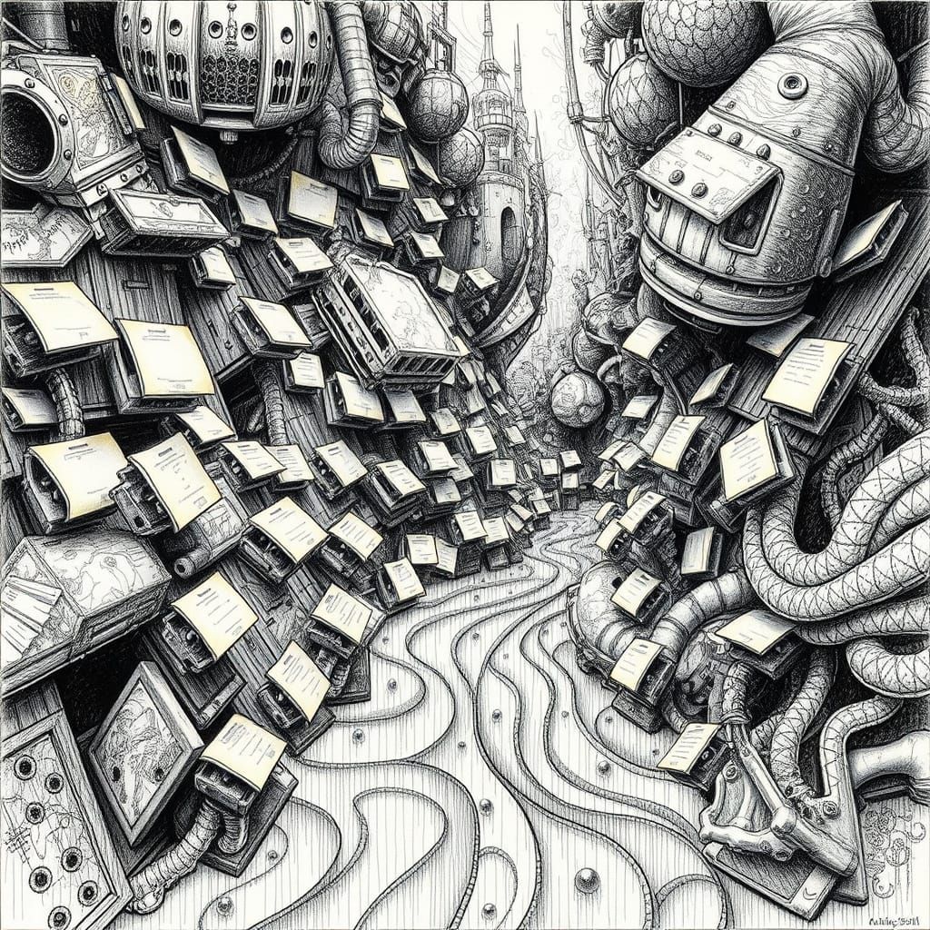 Retrofuturistic Network File Sharing Scene in Psychedelic Im...