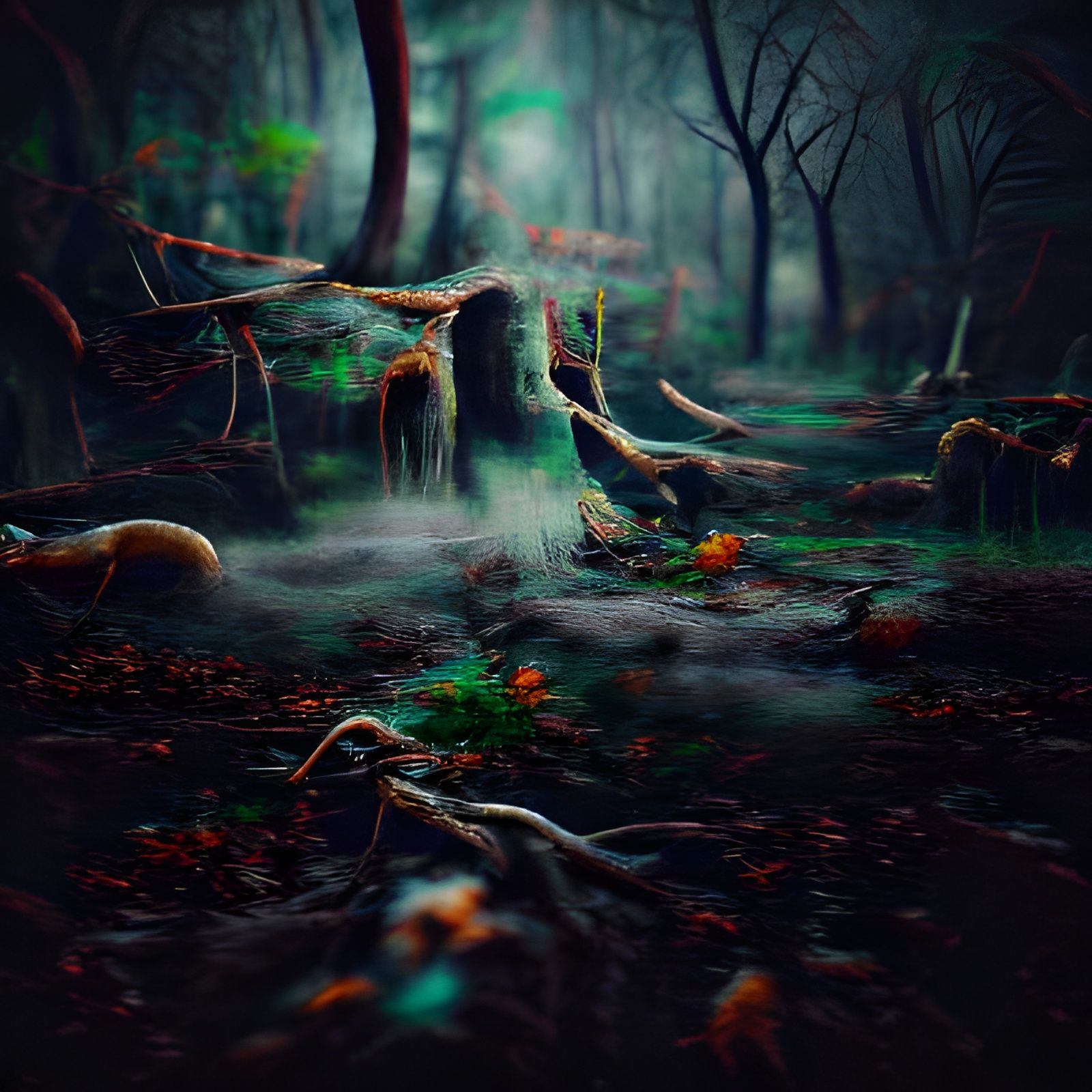 Eerie Haunted Woods in 8K Resolution