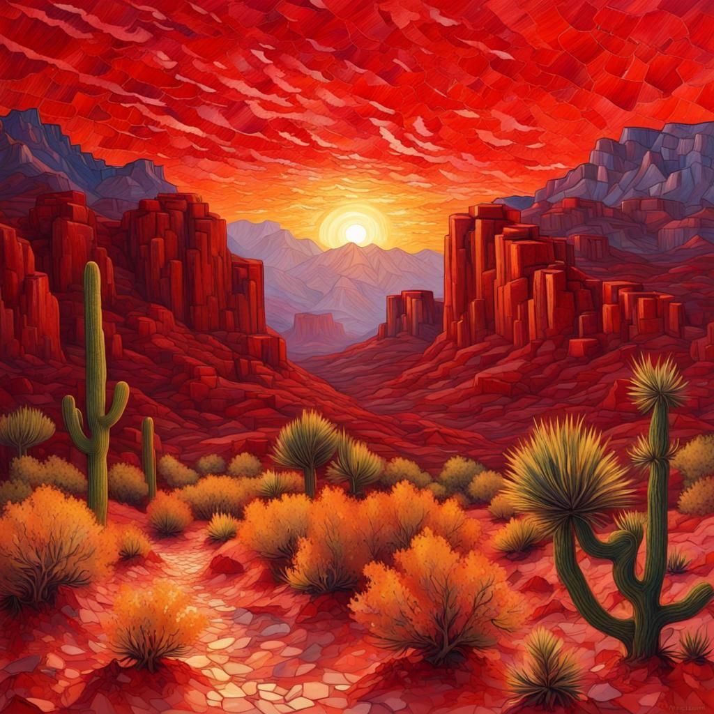 Van Gogh Desert Canyon at Night