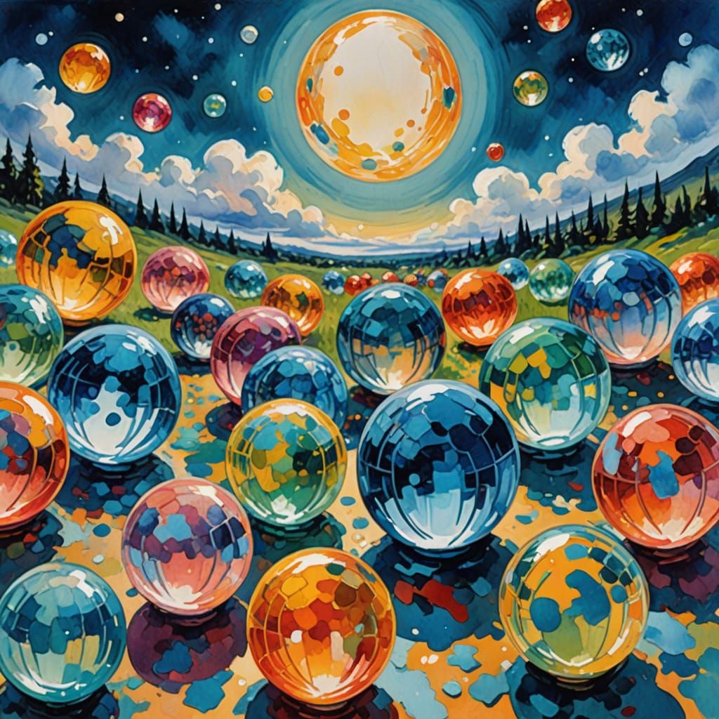 Crystal balls in sky