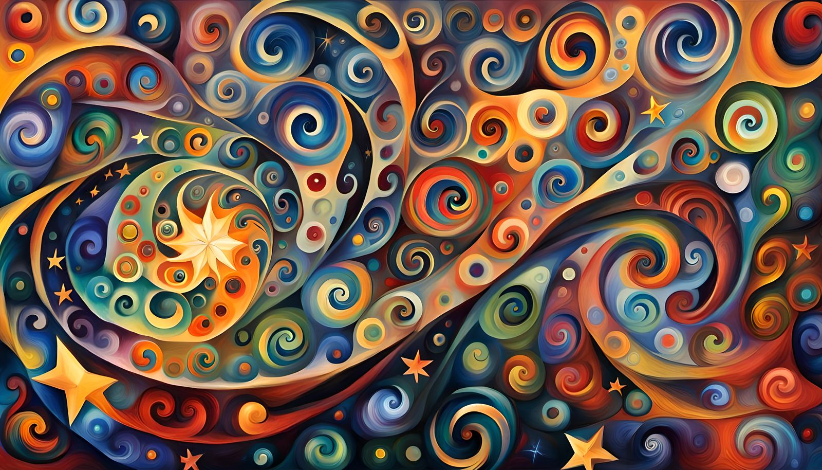 Cosmic Star Dance in Impasto Oil Style