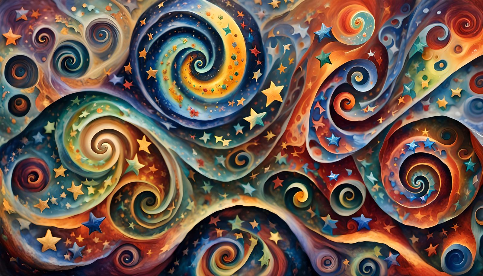 Swirling Stars Dance in Cosmic Maelstrom: Impasto Painting