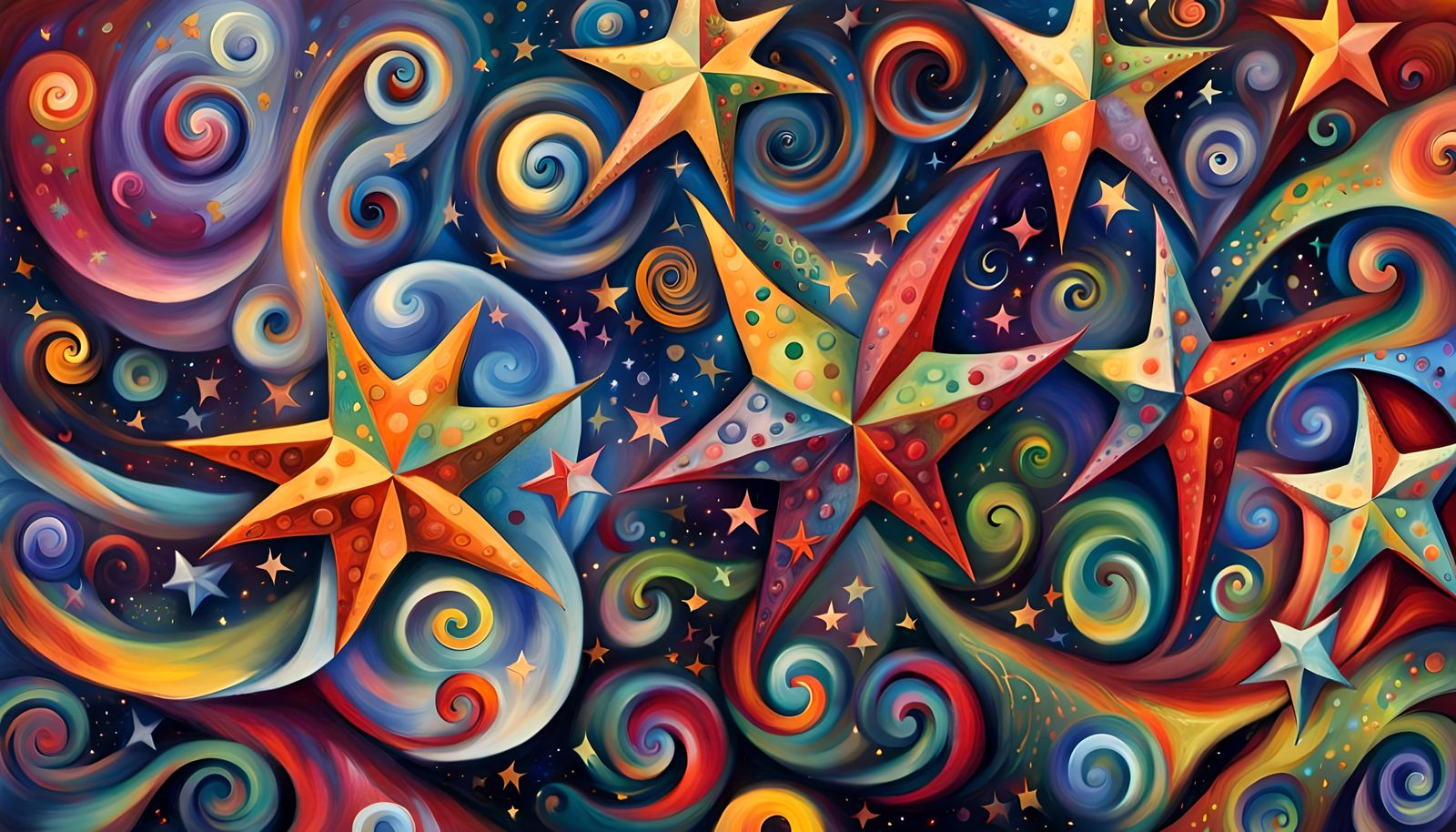 Swirling Star Cluster Formation in Impasto Oil Style