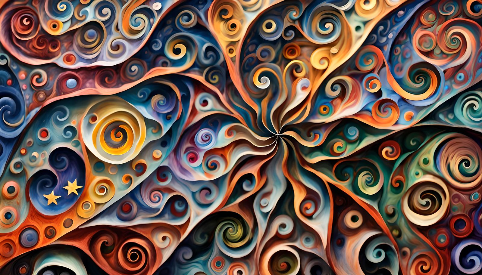 Iridescent Stars Dancing in Cosmic Impasto Painting