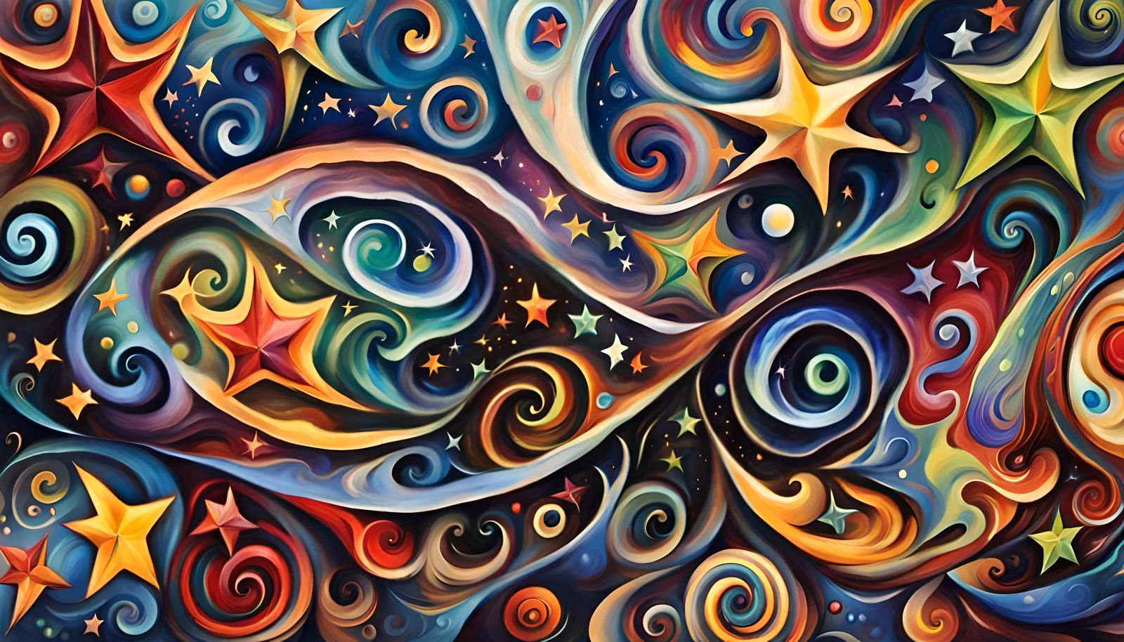 Cosmic Star Dance in Impasto Oil Style