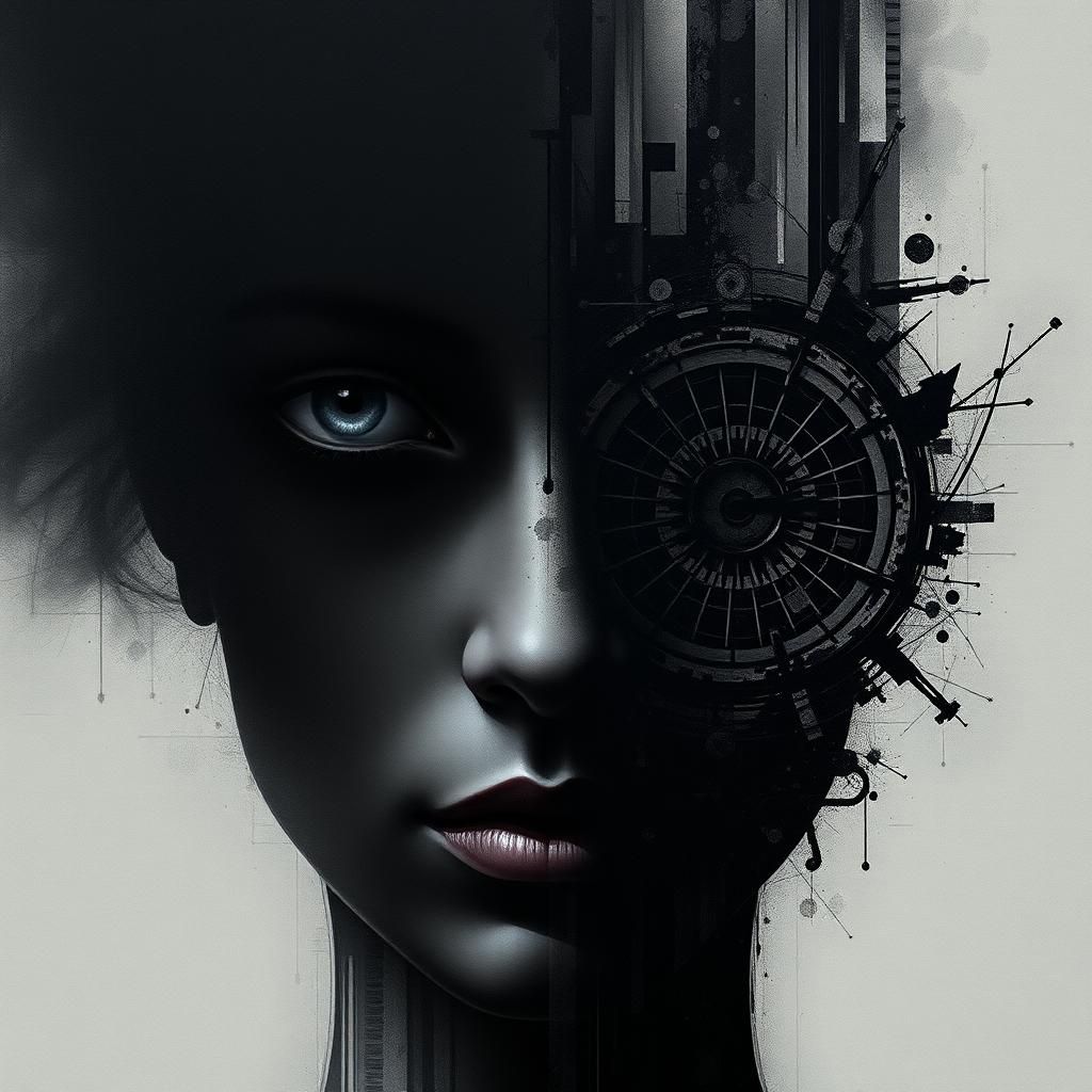 Enigmatic Face in Dreamlike Void: Digital Art