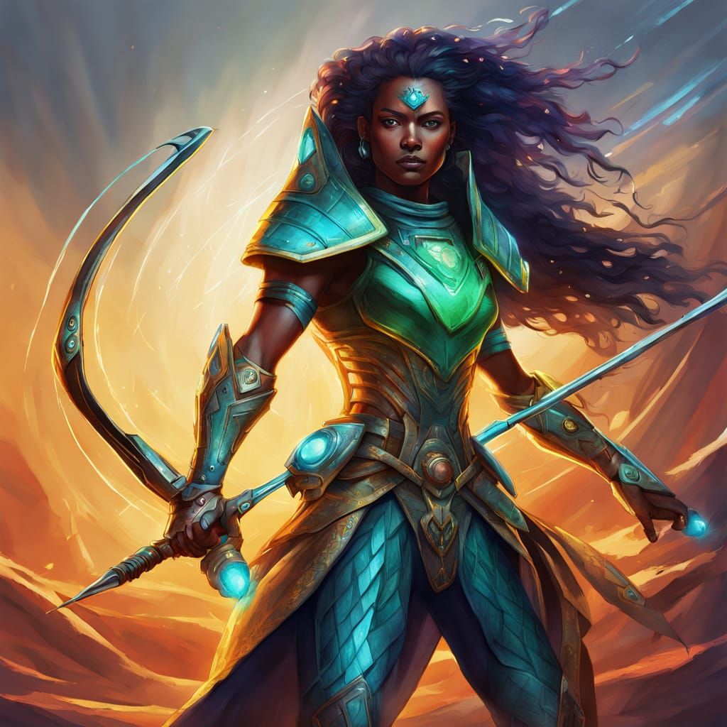 Zorathian Huntress: Sci-Fi Concept Art in Vibrant Colors