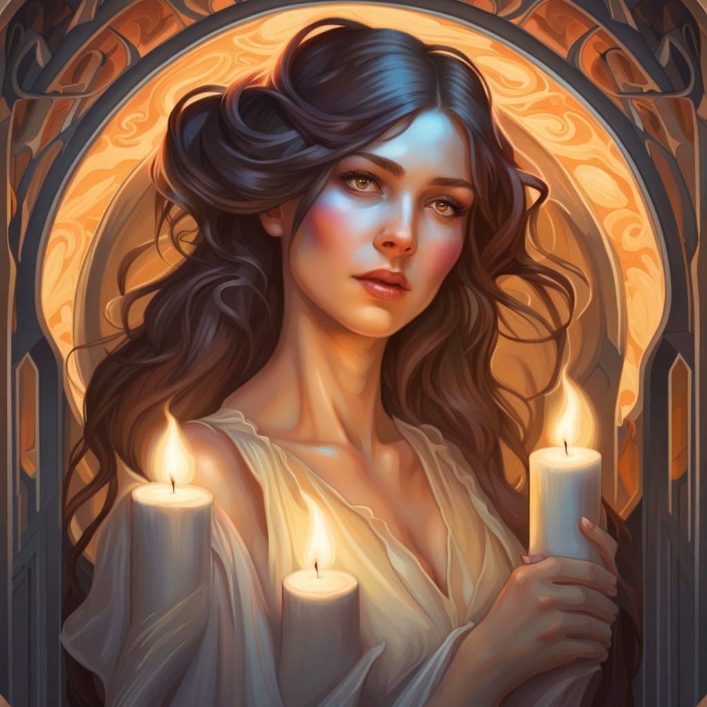 Ghostly Embrace: Art Nouveau Portrait in 8K