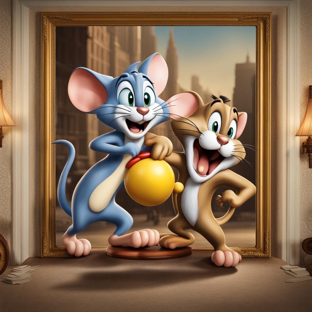 Photorealistic Tom and Jerry Chase Scene