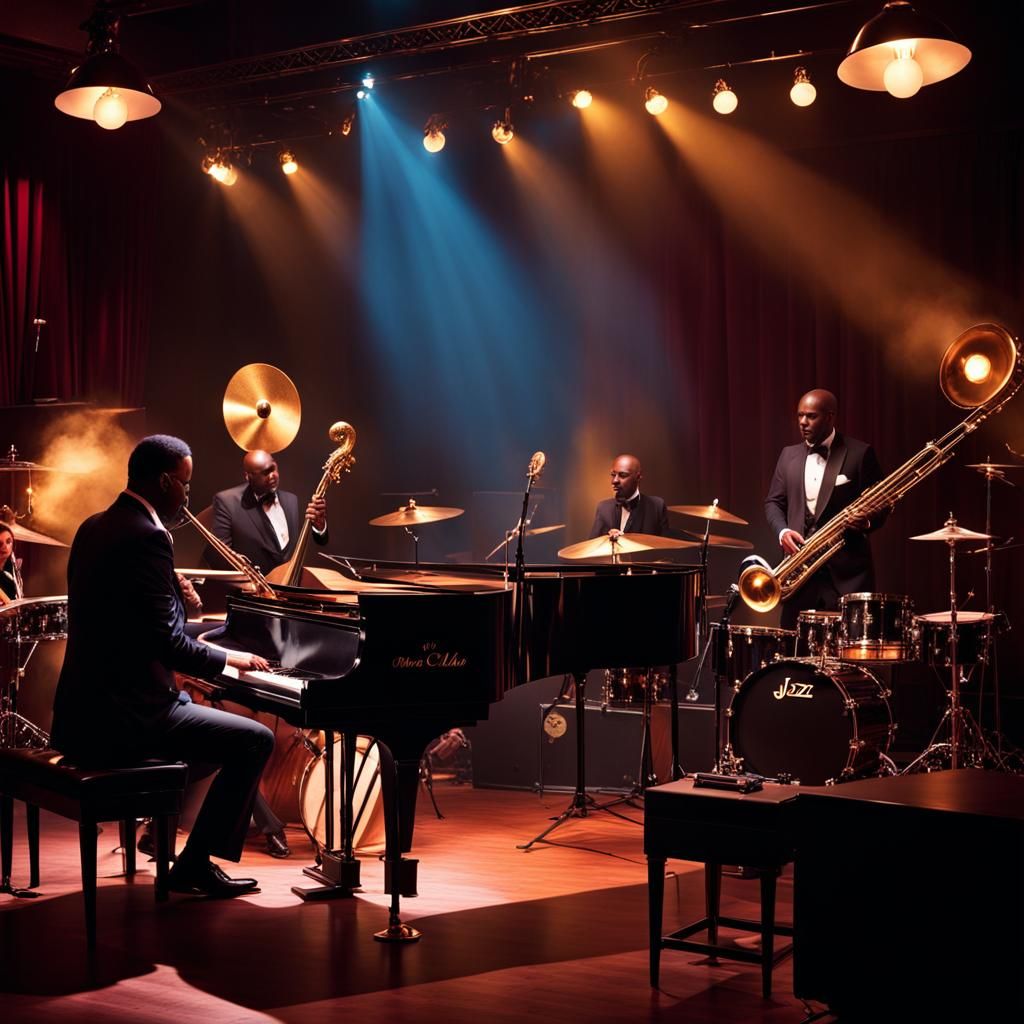 Jazz Band Plays Rhythm and Blues in Smoky Club