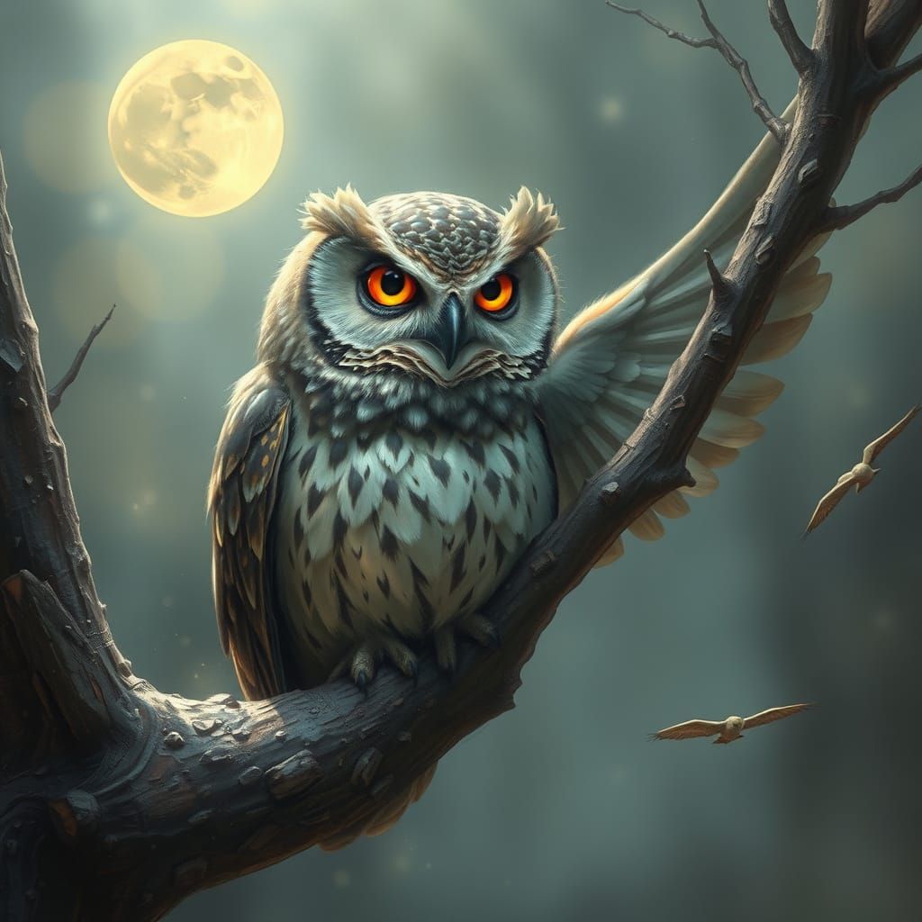 Turtle Owl Hybrid in Ethereal Fantasy Style