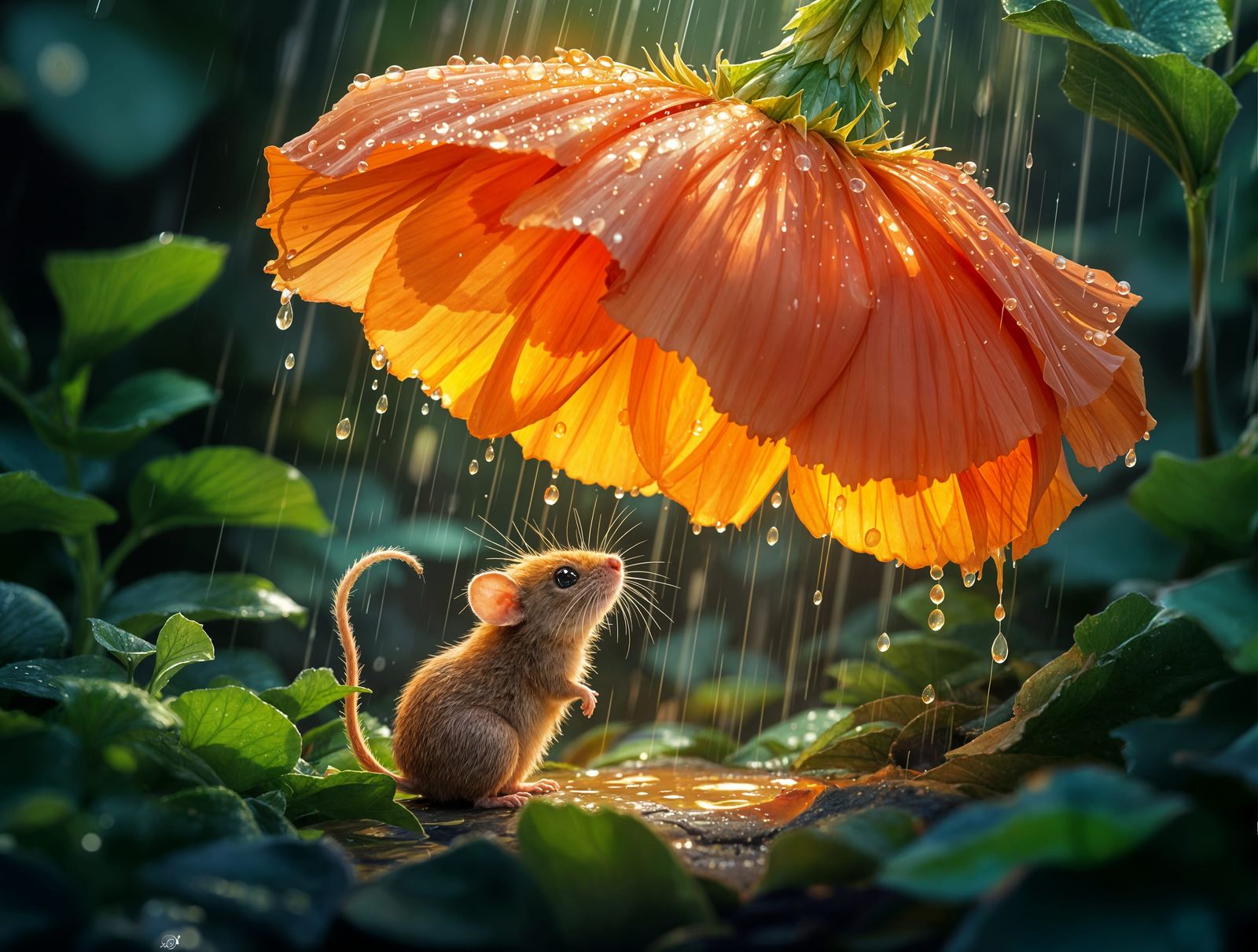 Dramatic Rainy Garden Oasis