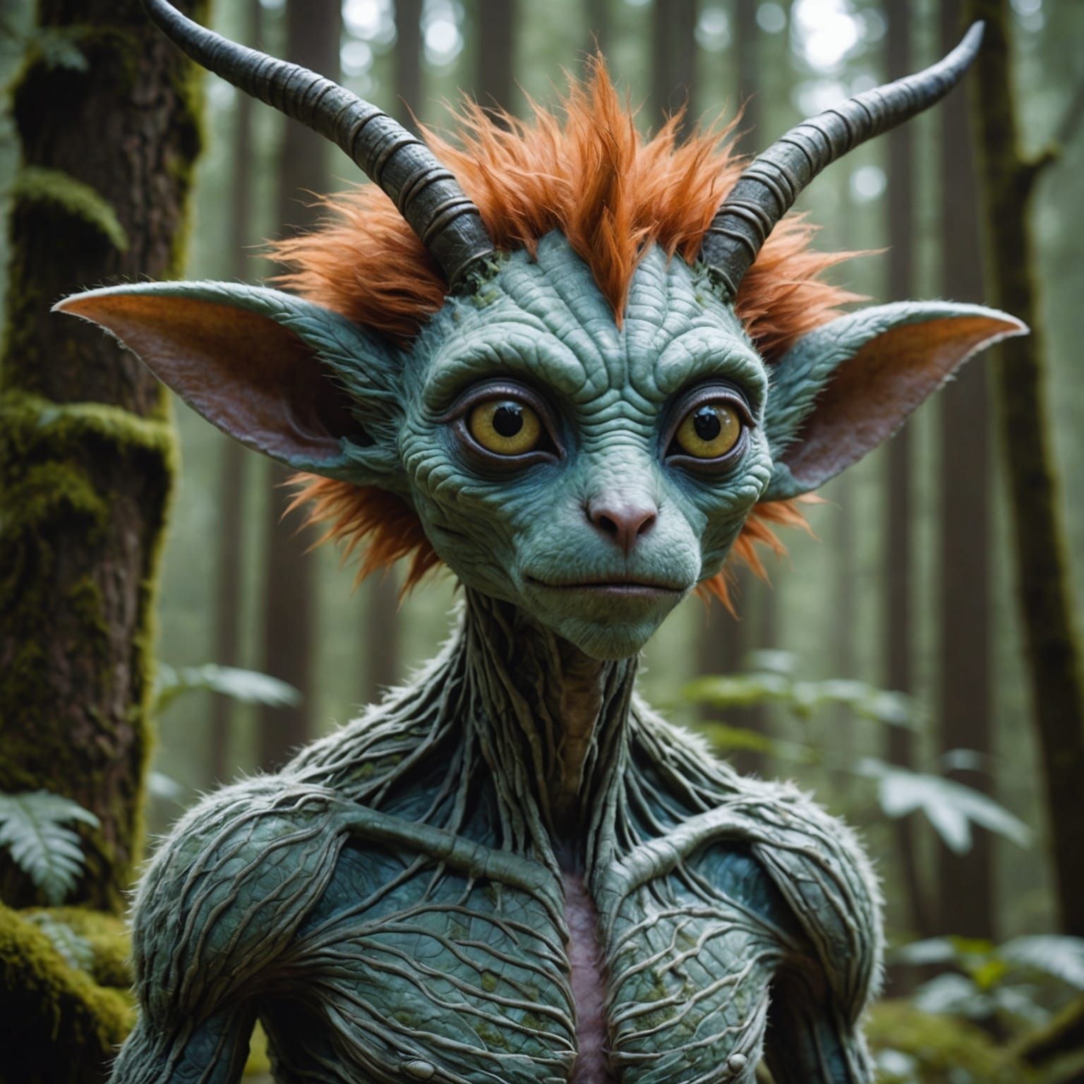 Fuzzy Alien Creature in Forest, Movie CGI