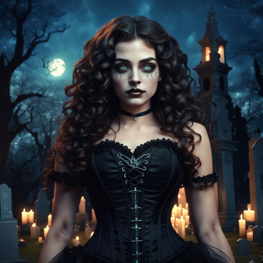 New Orleans Witch in Cemetery: Detailed Matte Painting