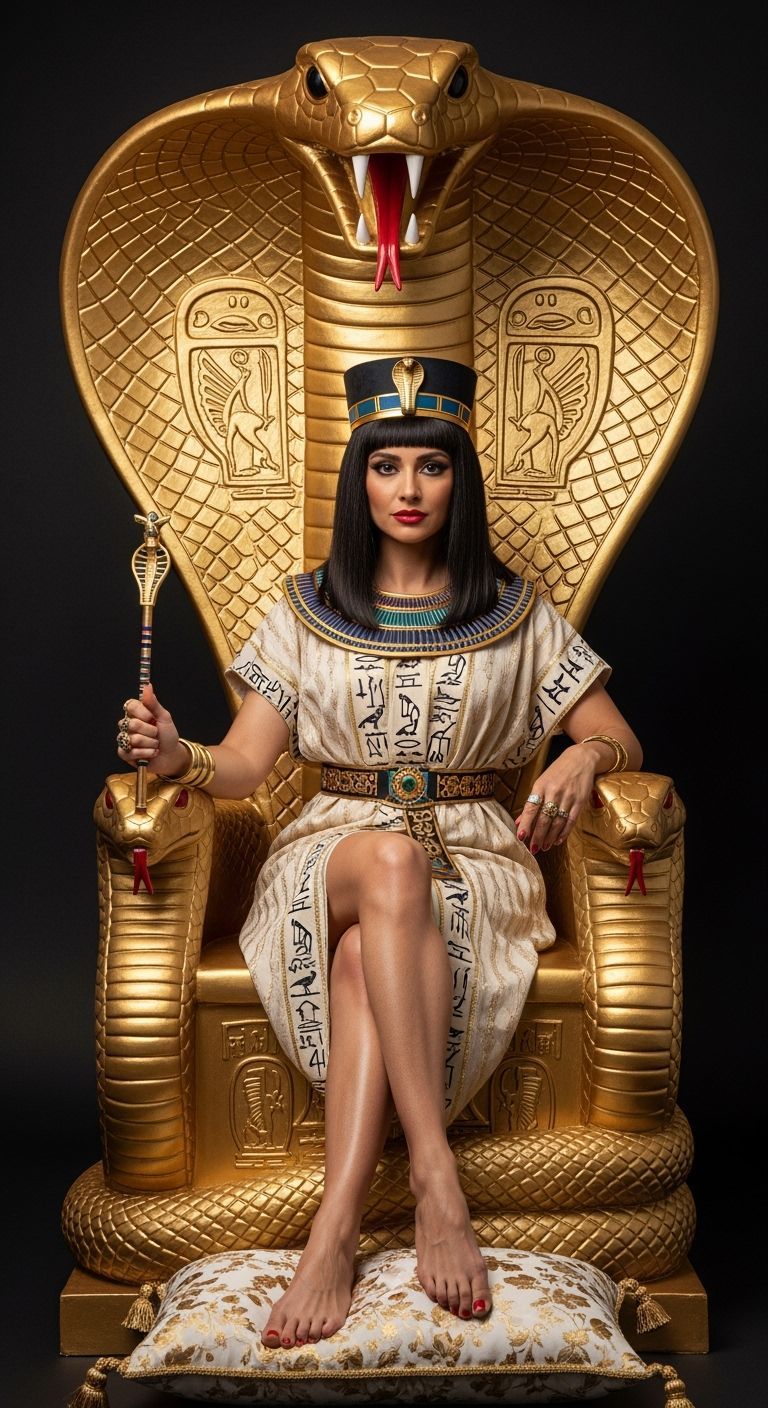 Egyptian Queen on Cobra Throne, Professional Photography