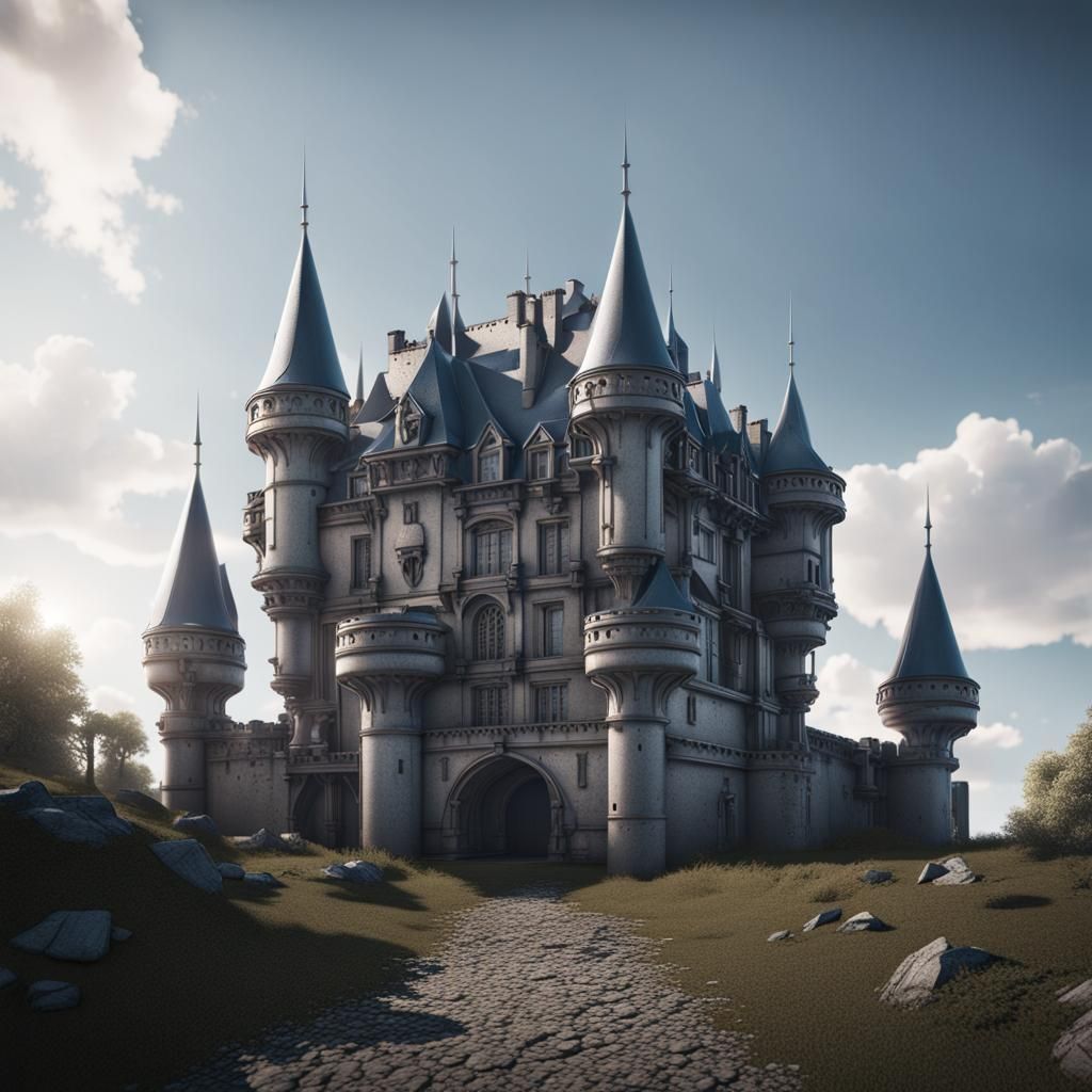 Futuristic French Castle with Sci-Fi Elements