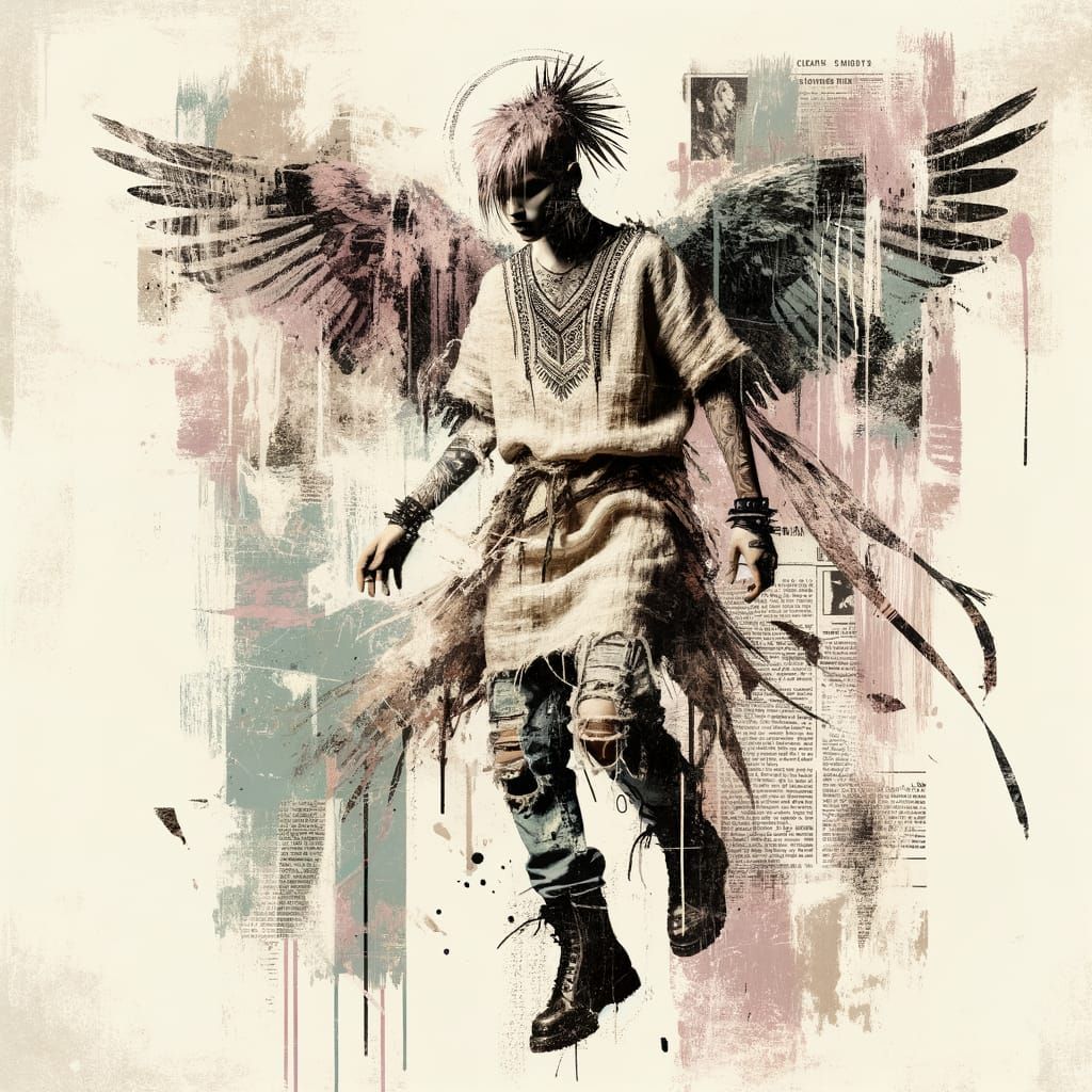 Punk Rock Angel in Grunge Aesthetic