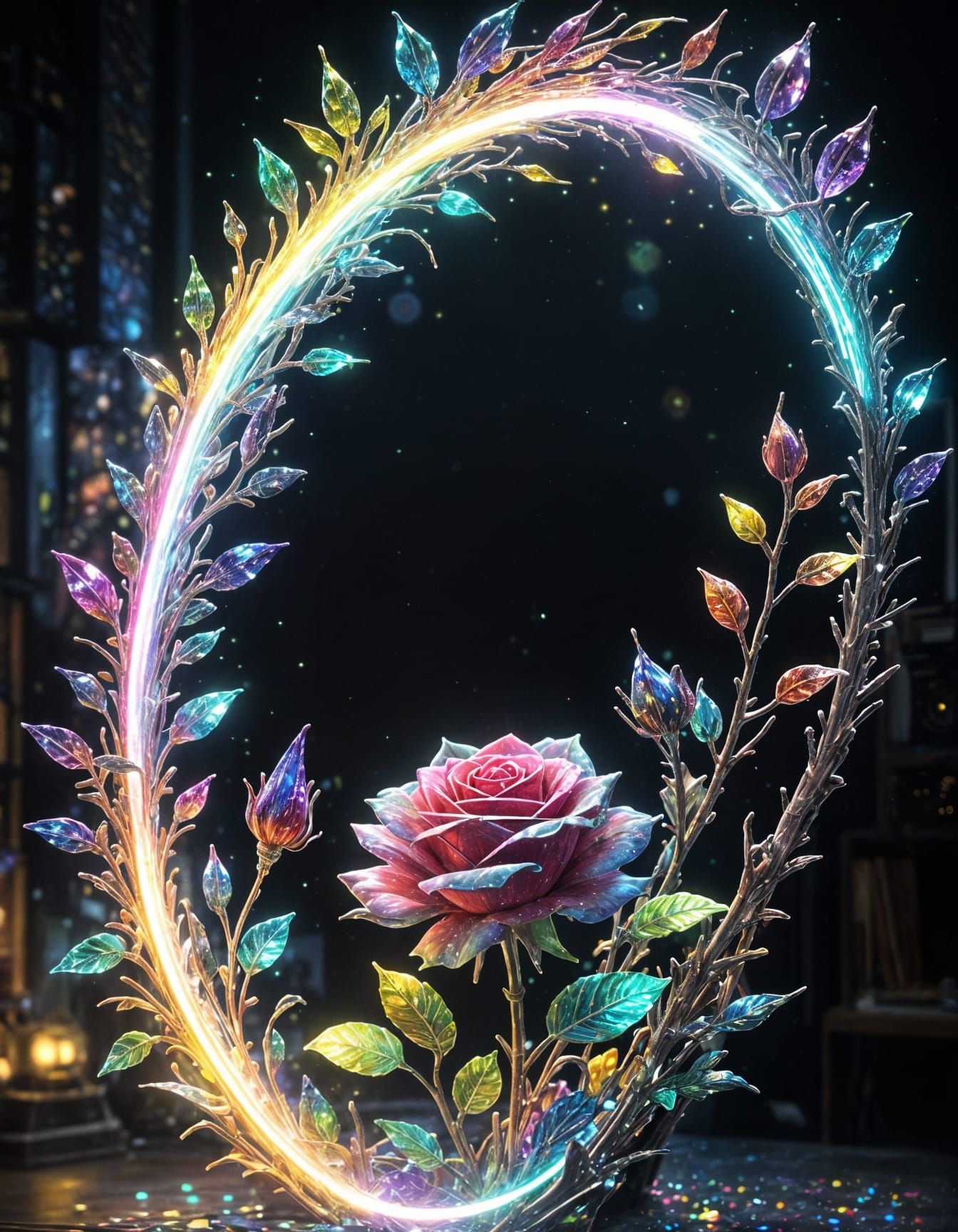 Stunning Crystalist Rose in Vibrant CGI Diorama