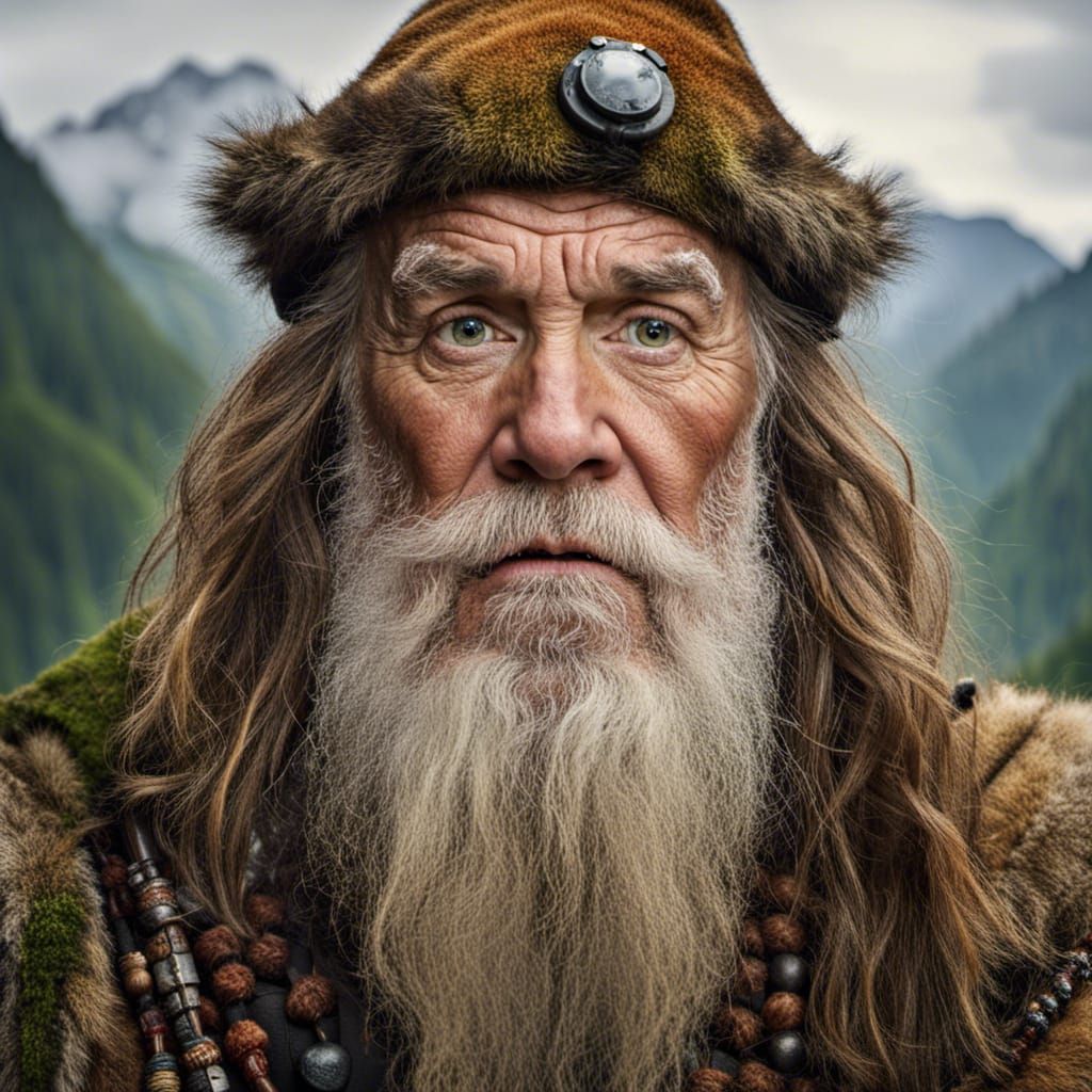 Detailed Portrait of a Mountain Dwarf Druid