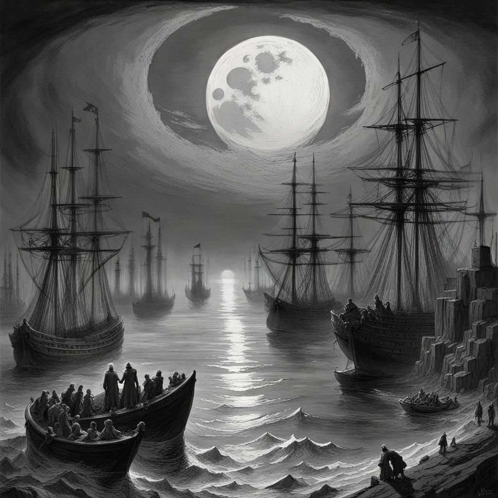 Moon Elf Port City: Dark Fantasy Harbor Scene