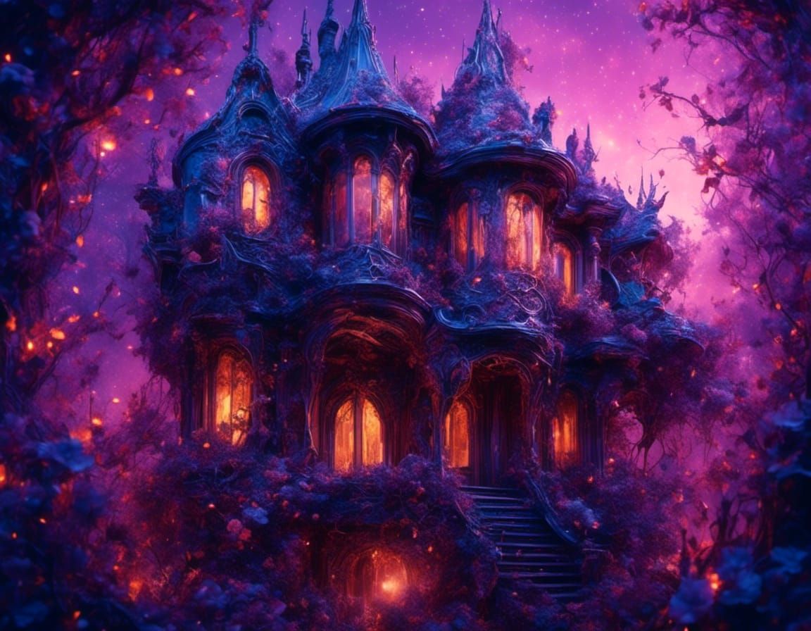 Surreal House Fresco in Twilight Forest