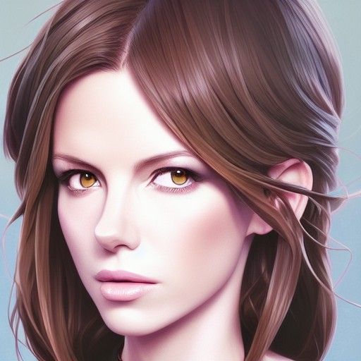 Elegant Portrait of Kate Beckinsale in Anime Style
