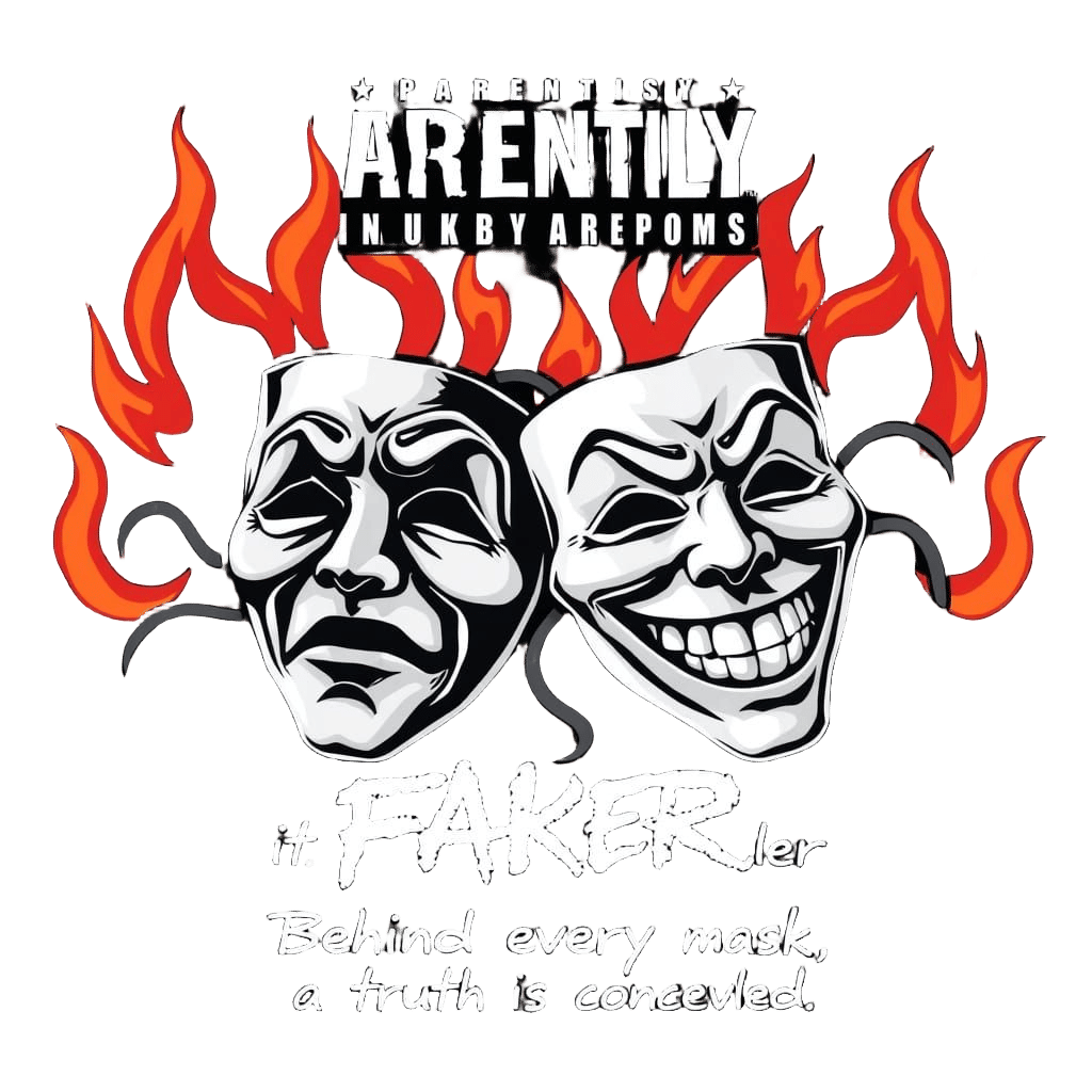 Dramatic Theater Masks Confronting Flames in Graffiti Style