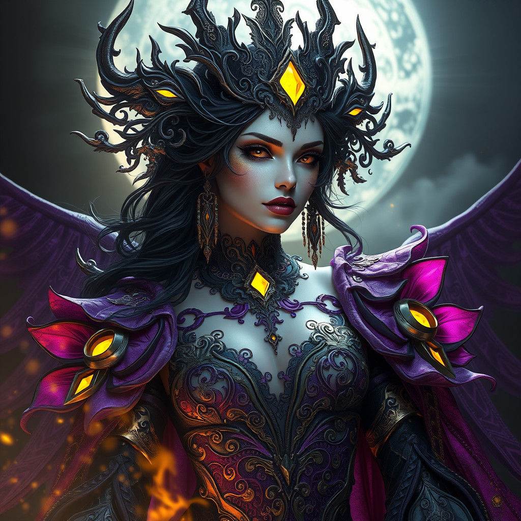 Mystical Elemental Goddess in Dark Fantasy Style