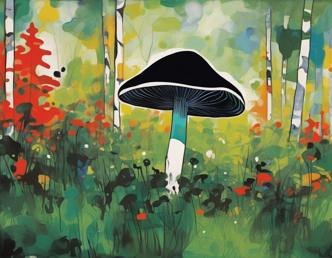 Mysterious Black Mushroom Emerges from Earthy Landscape