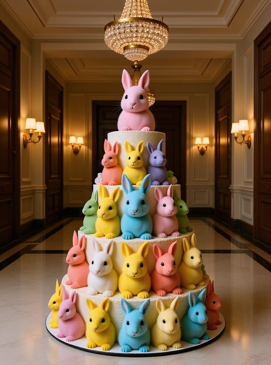 Colorful Rabbit Layer Cake in Grand Ballroom