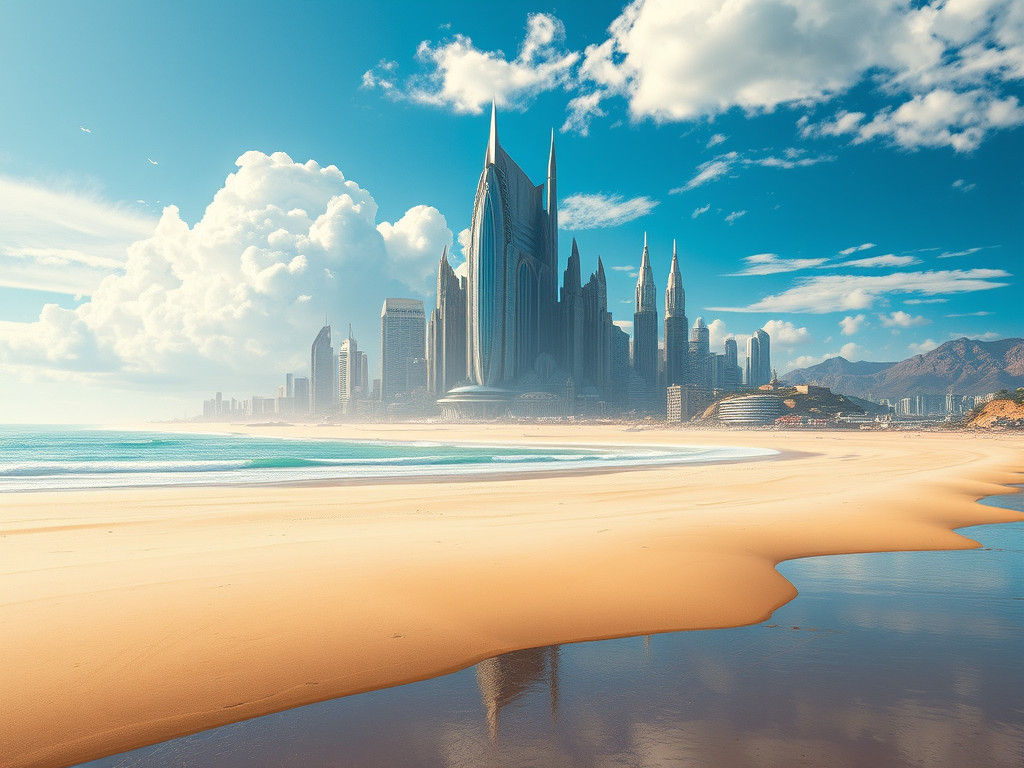 Elysium 2025: Futuristic City on a Beach