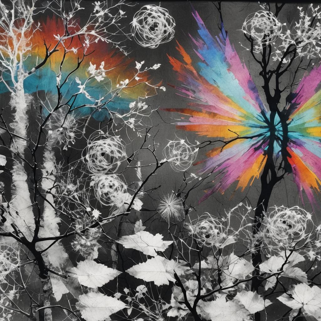 Abstract Photogram in Surrealist Style with Twisted Wires