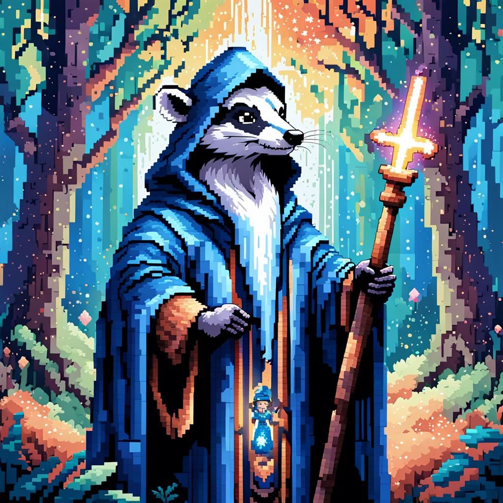 Pixel Art Badger Priest